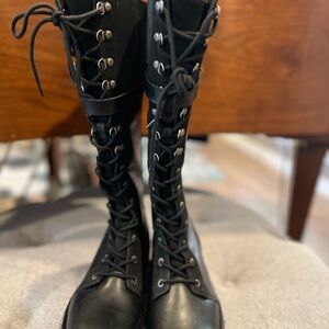 Harley-Davidson Black Combat Moto Boots with Full Lace-Up
